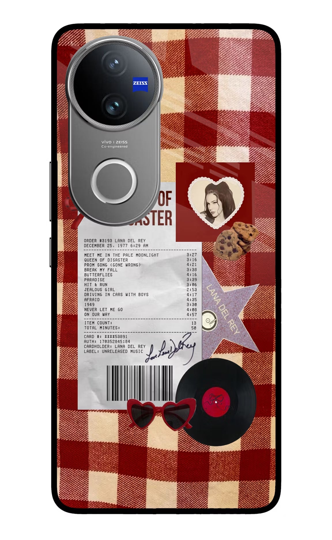 Queen of Disaster Vivo V50 5G Glass Case Back Cover by Casekaro