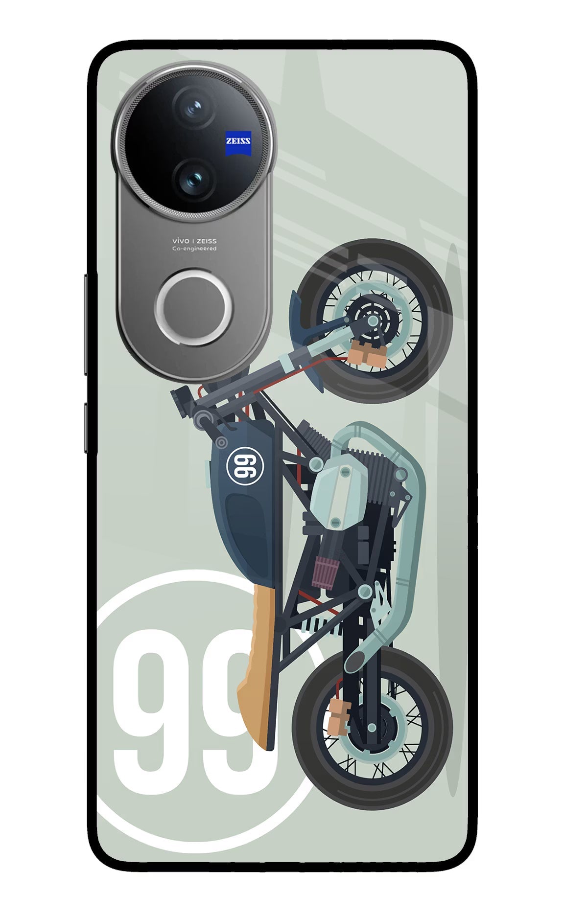Classic Cafe Racer 99 Vivo V50 5G Glass Case Back Cover by Casekaro