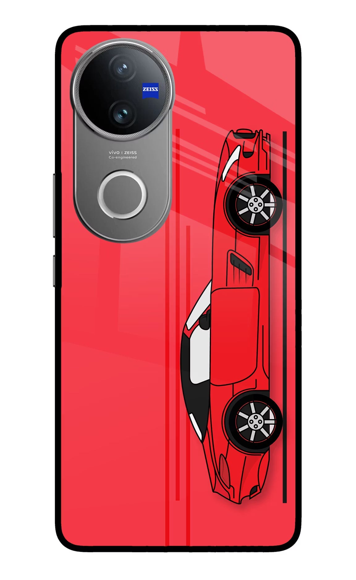 Red Velocity Vivo V50 5G Glass Case Back Cover by Casekaro