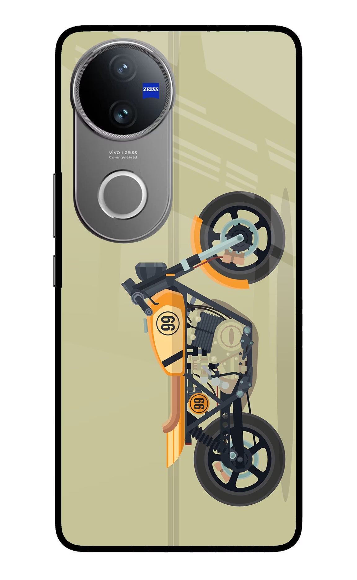 Vertical Speedster Vivo V50 5G Glass Case Back Cover by Casekaro