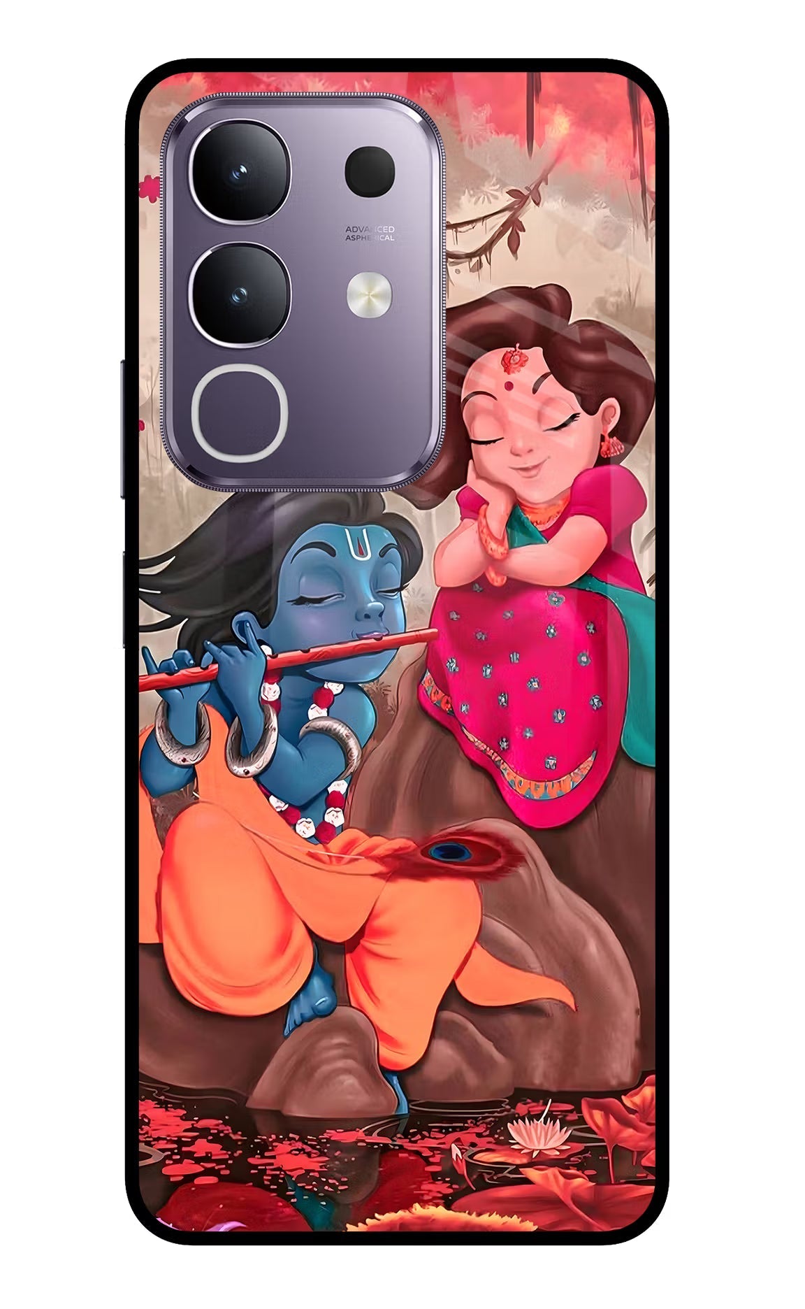 Radhe Krishna Vivo T4x 5G Glass Case Back Cover by Casekaro