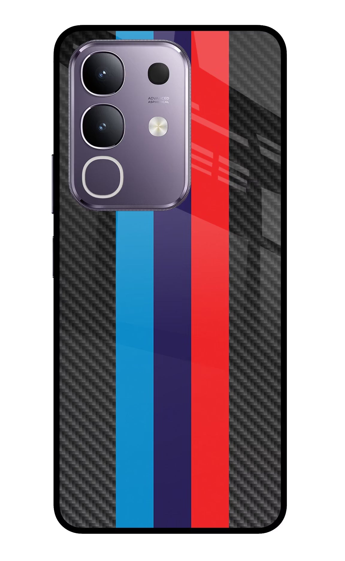 BMW Stripes Pattern Vivo T4x 5G Glass Case Back Cover by Casekaro