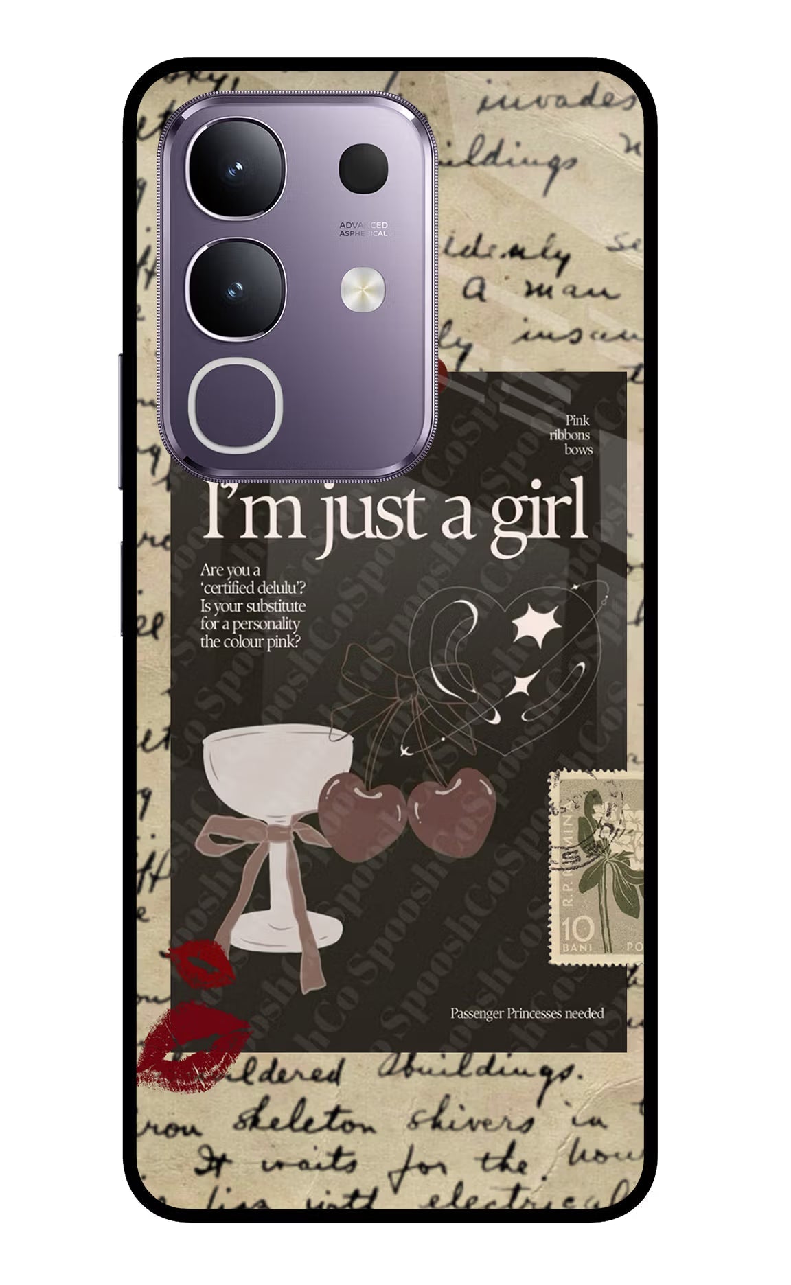 I am just a girl Vivo T4x 5G Glass Case Back Cover by Casekaro