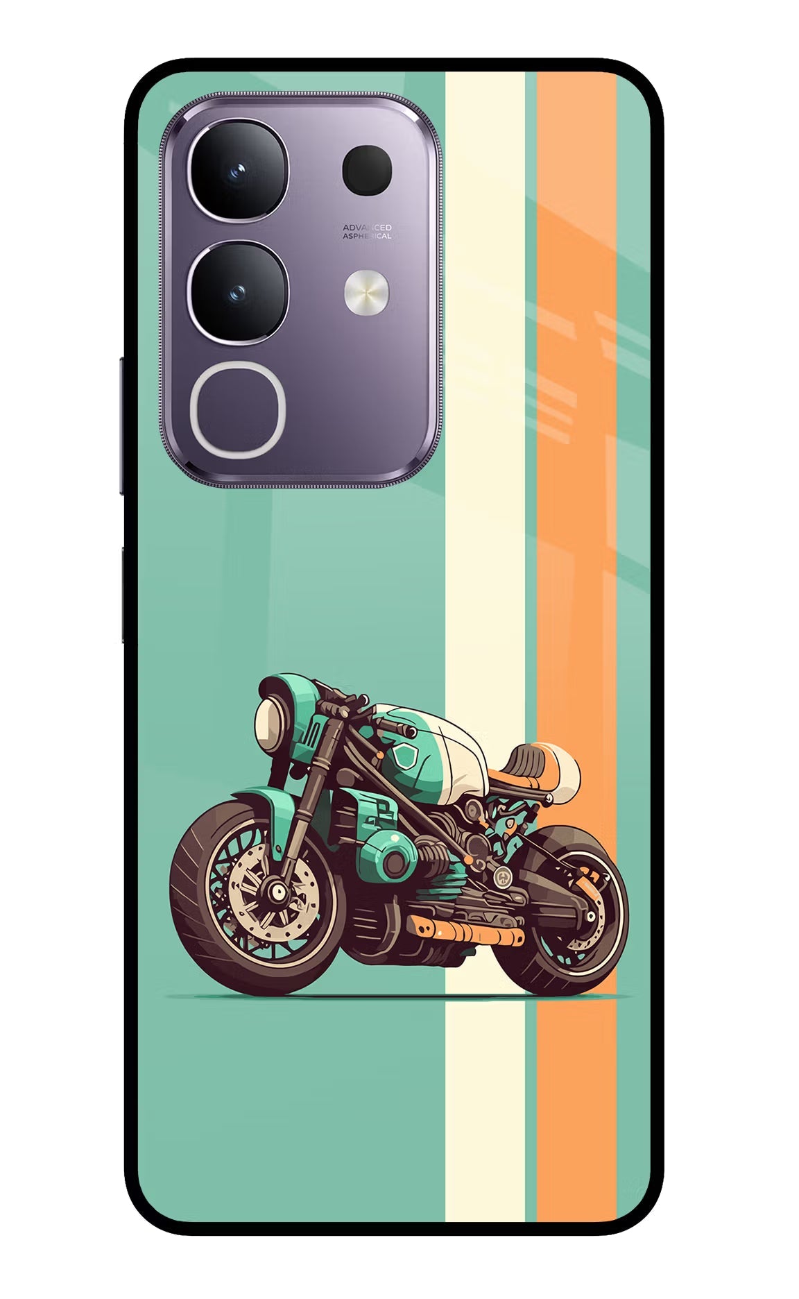 Striped Moto Drift Vivo T4x 5G Glass Case Back Cover by Casekaro