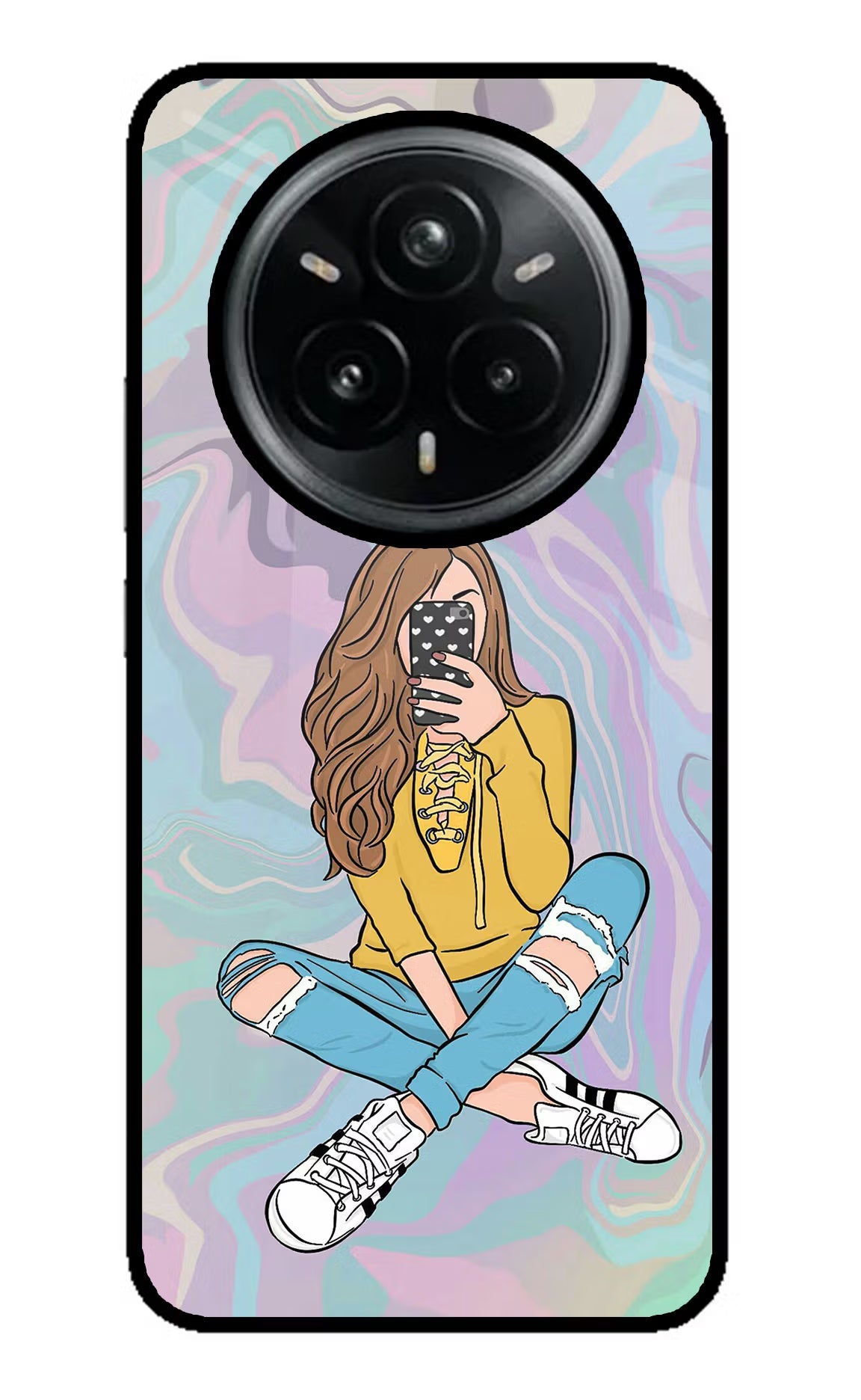 Selfie Girl Realme 14 Pro Plus 5G Glass Case Back Cover by Casekaro