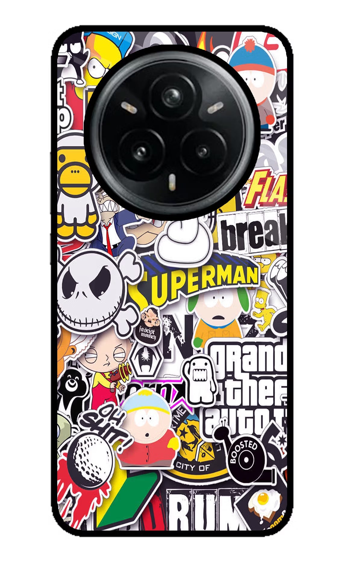Sticker Bomb Realme 14 Pro Plus 5G Glass Case Back Cover by Casekaro