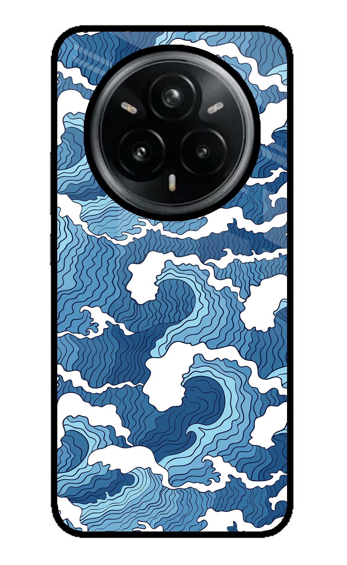 Blue Waves Realme 14 Pro Plus 5G Glass Case Back Cover by Casekaro