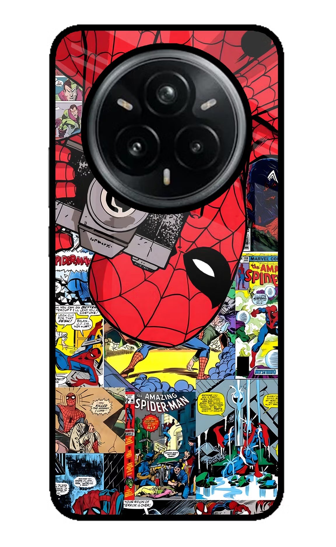 Spider Man Realme 14 Pro Plus 5G Glass Case Back Cover by Casekaro