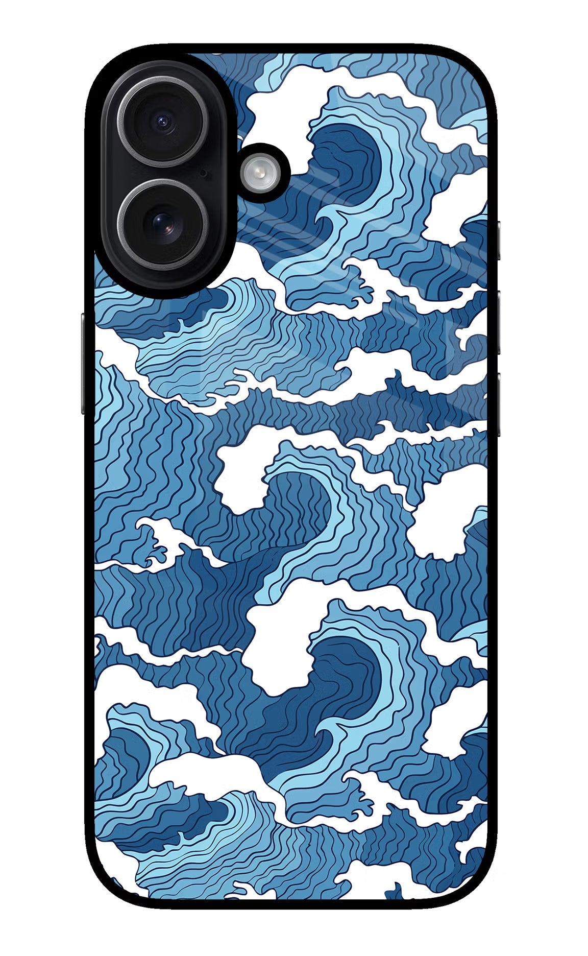 Blue Waves iPhone 17 Glass Case Back Cover by Casekaro