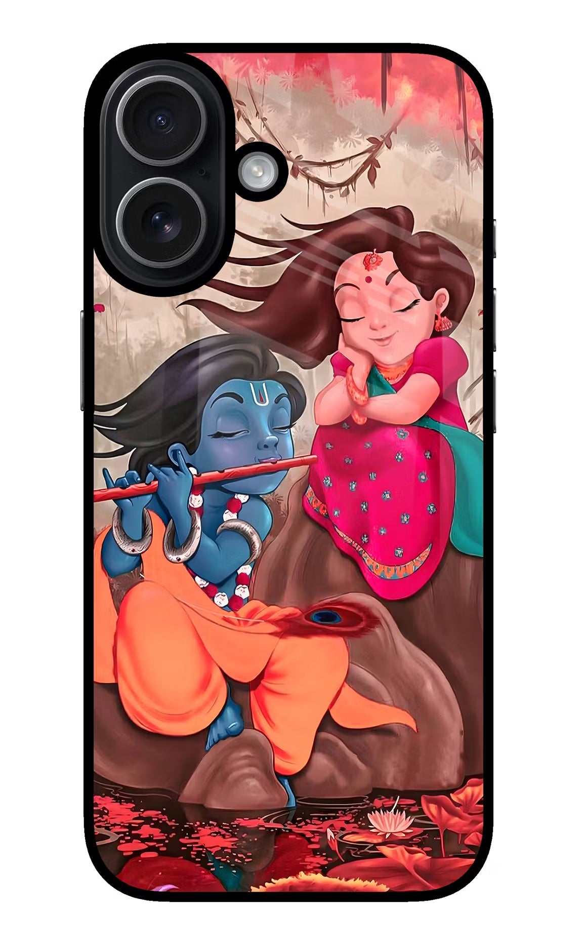 Radhe Krishna iPhone 17 Glass Case Back Cover by Casekaro