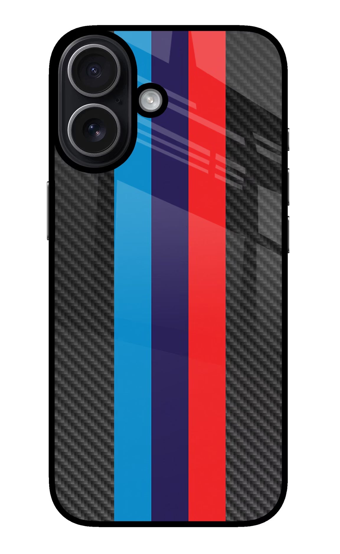 BMW Stripes Pattern iPhone 17 Glass Case Back Cover by Casekaro