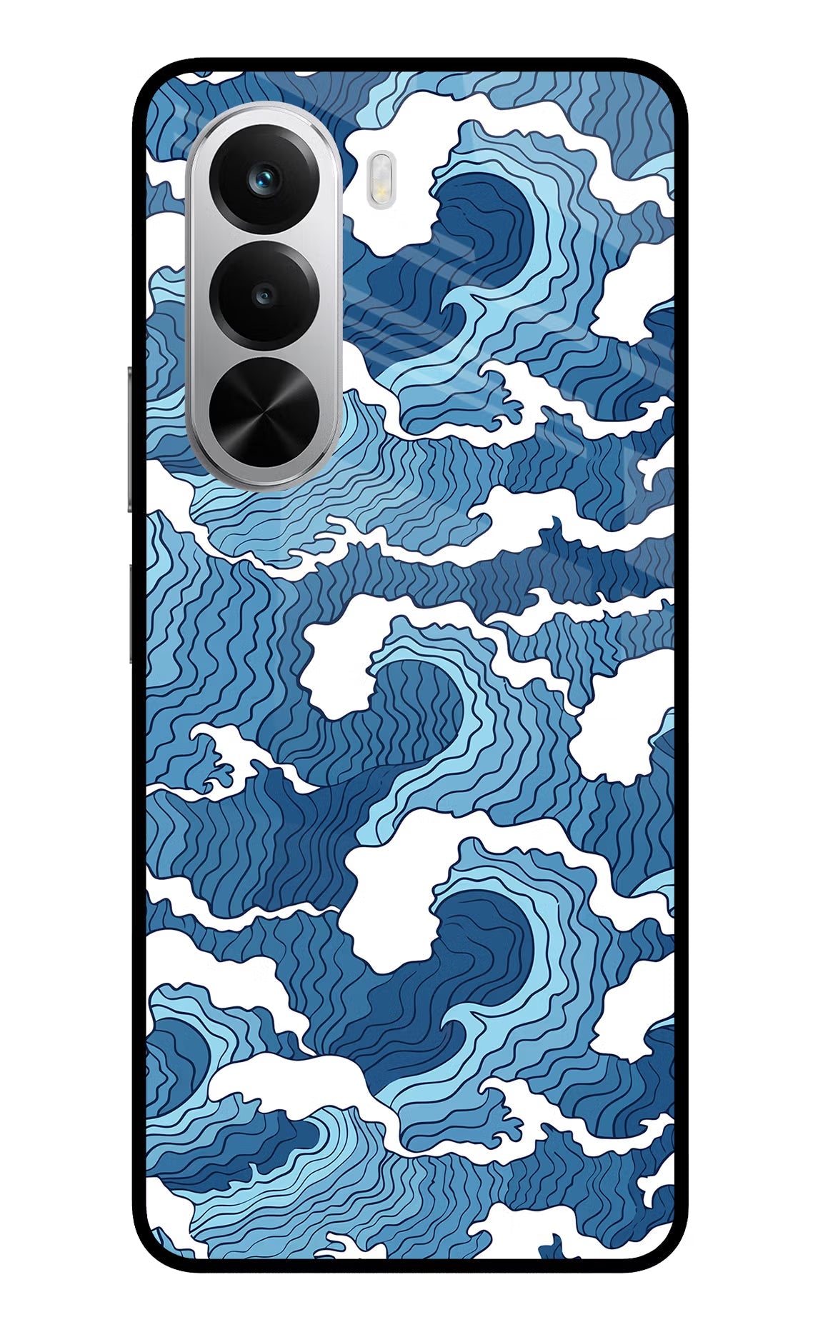 Blue Waves Realme P4x 5G Glass Case Back Cover by Casekaro