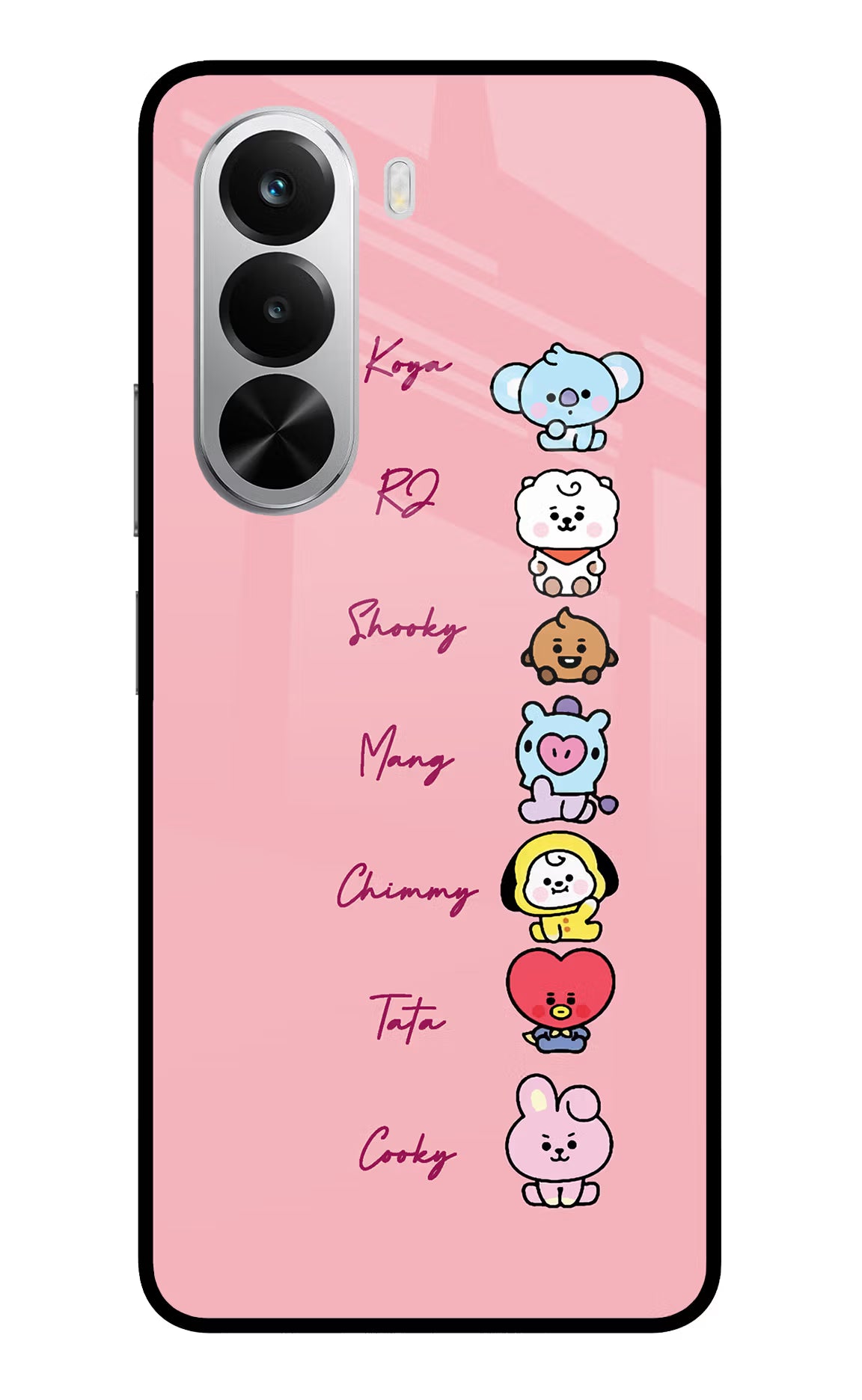 BTS names Realme P4x 5G Glass Case Back Cover by Casekaro
