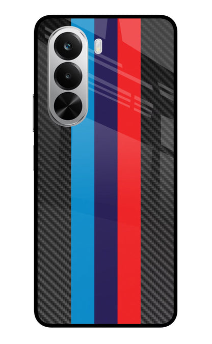 BMW Stripes Pattern Realme P4x 5G Glass Case Back Cover by Casekaro