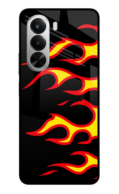 Side Sweep Flames Realme P4x 5G Glass Case Back Cover by Casekaro