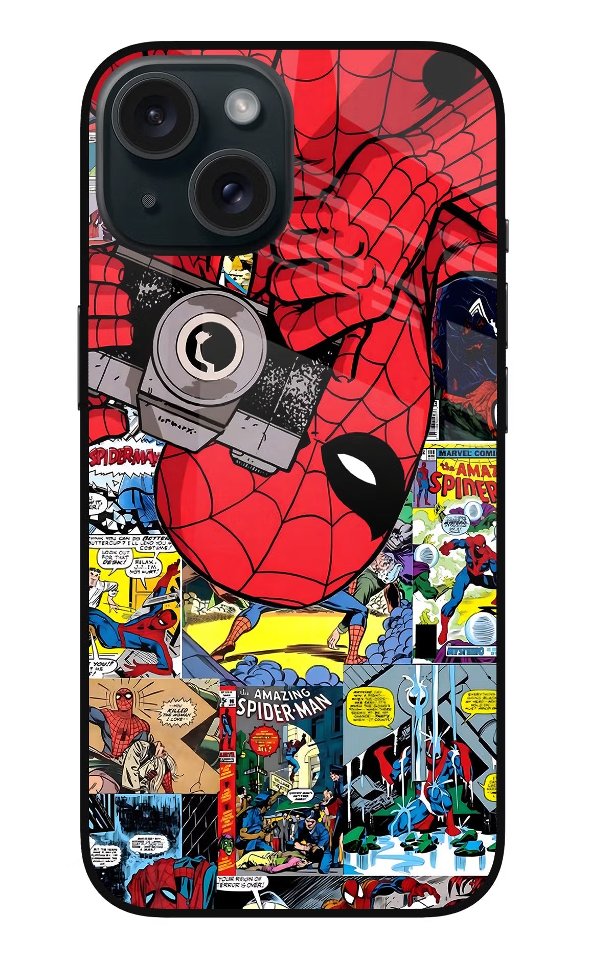 Spider Man iPhone 15 Metal Case Back Cover by Casekaro