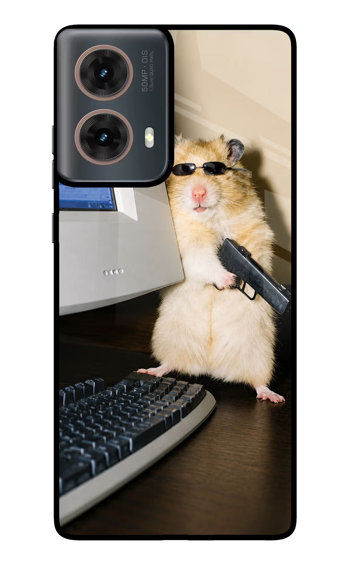 Hacker Hamster Motorola G85 Metal Case Back Cover by Casekaro