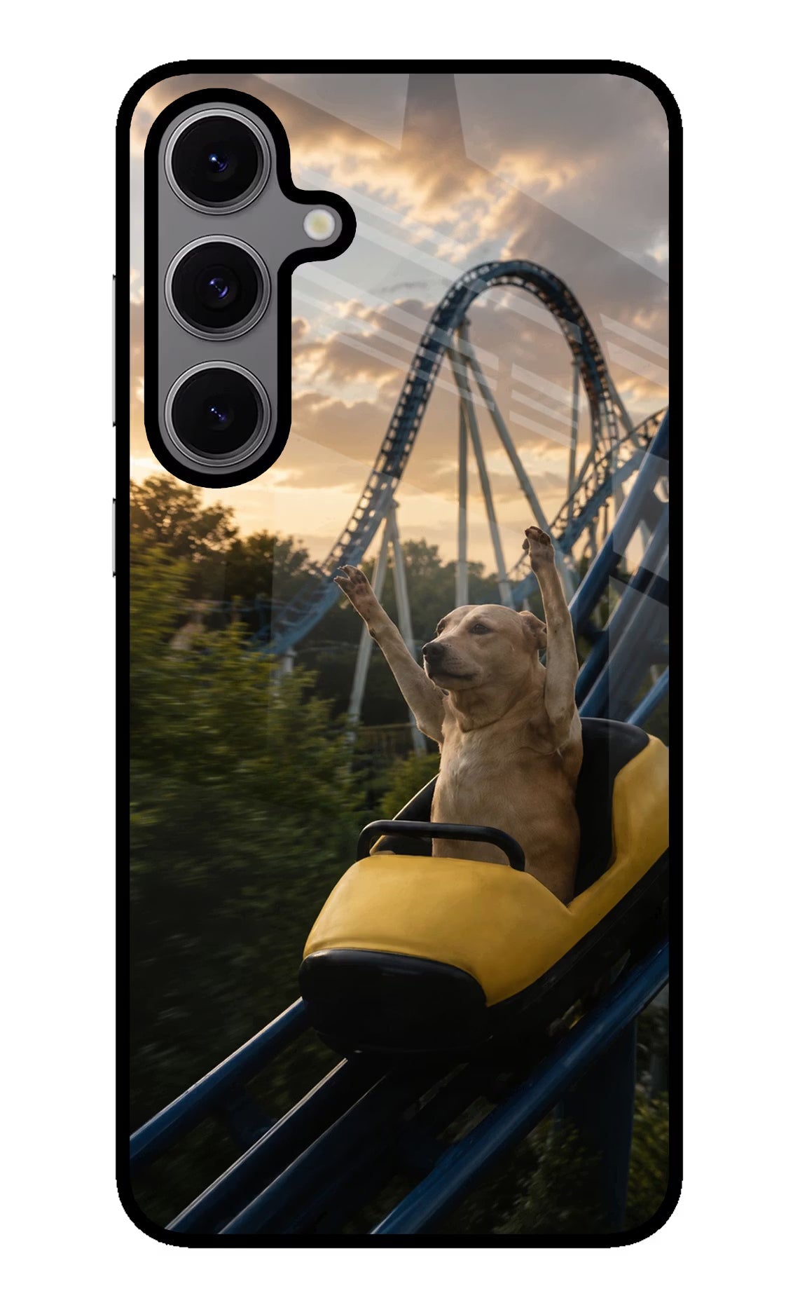 Rollercoaster Dog Samsung S24 FE 5G Metal Case Back Cover by Casekaro